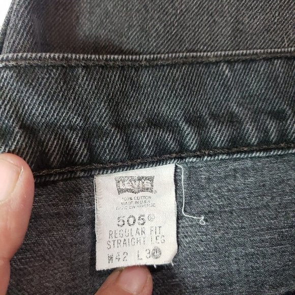 Vintage Levis 505 Jeans Mens 42X34 Black Straight Leg Regular Fit USA - Picture 5 of 8
